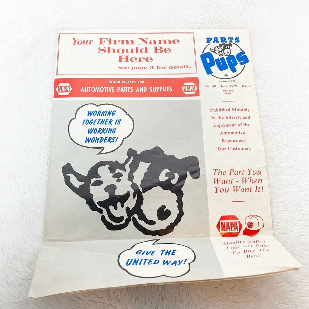 NAPA Auto Parts Pups Newsletter Magazine November 1979 vintage Pennsylvania